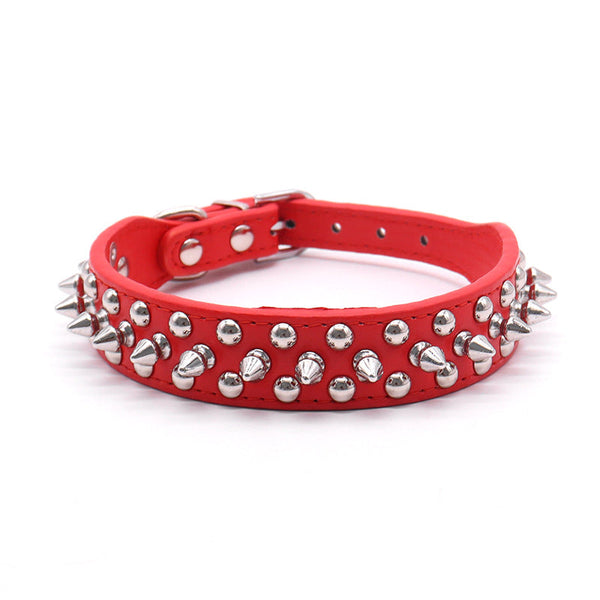 Studded Black Pet Collar Adjustable Padded Punk Style Collar